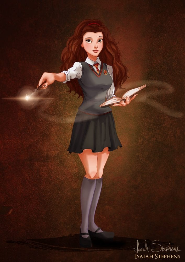 Halloween: Bela (A Bela e a Fera) fantasiada de Hermione (Harry Potter)