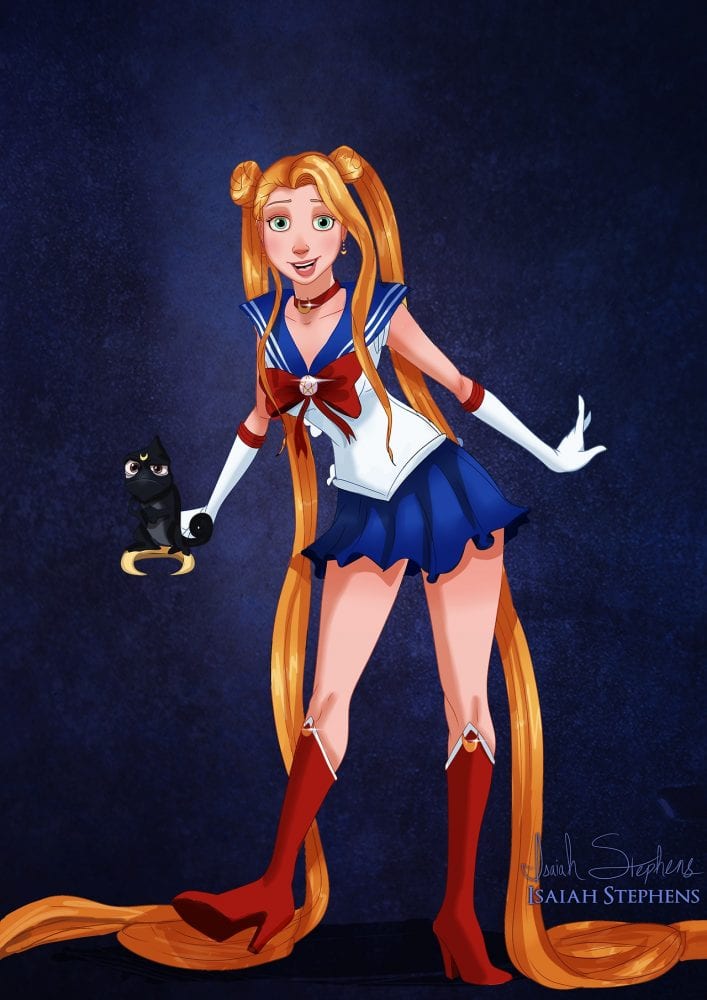 Halloween: Rapunzel fantasiada de Sailor Moon