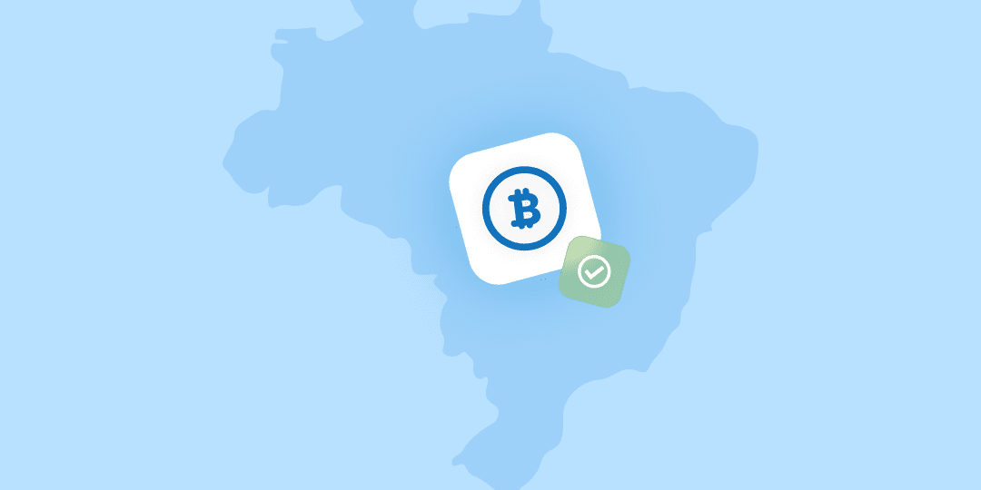 símbolo do bitcoin sobre o mapa do brasil representando a regulamentação de criptomoedas