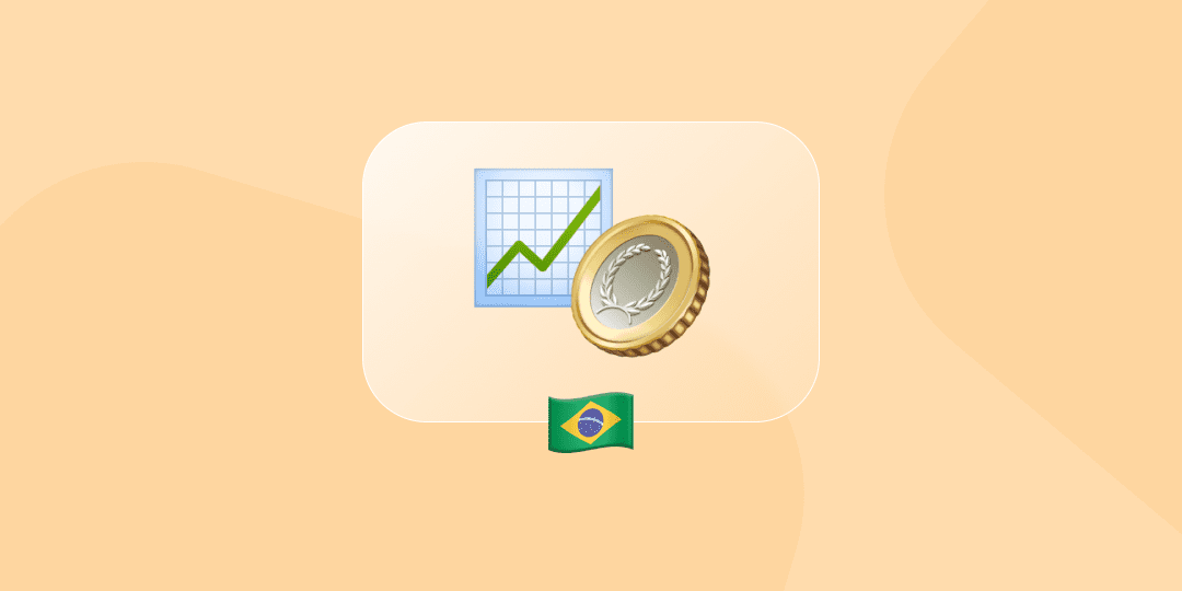 moeda com gráfico e bandeira do brasil representando o tesouro direto