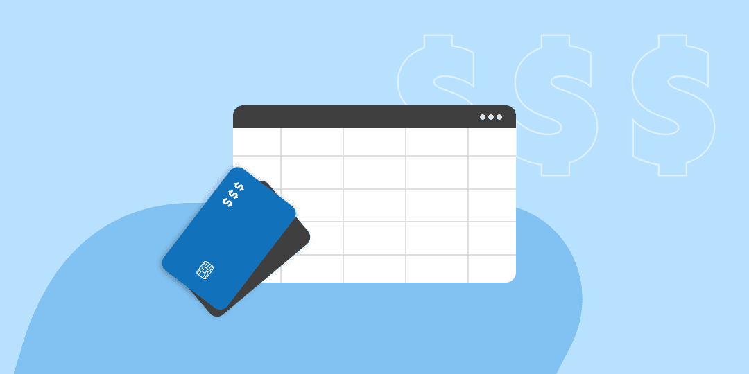 calendário em fundo azul com cartão de crédito em destaque