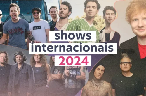 Imagem de grandes nomes que farão shows internacionais no brasil em 2024.