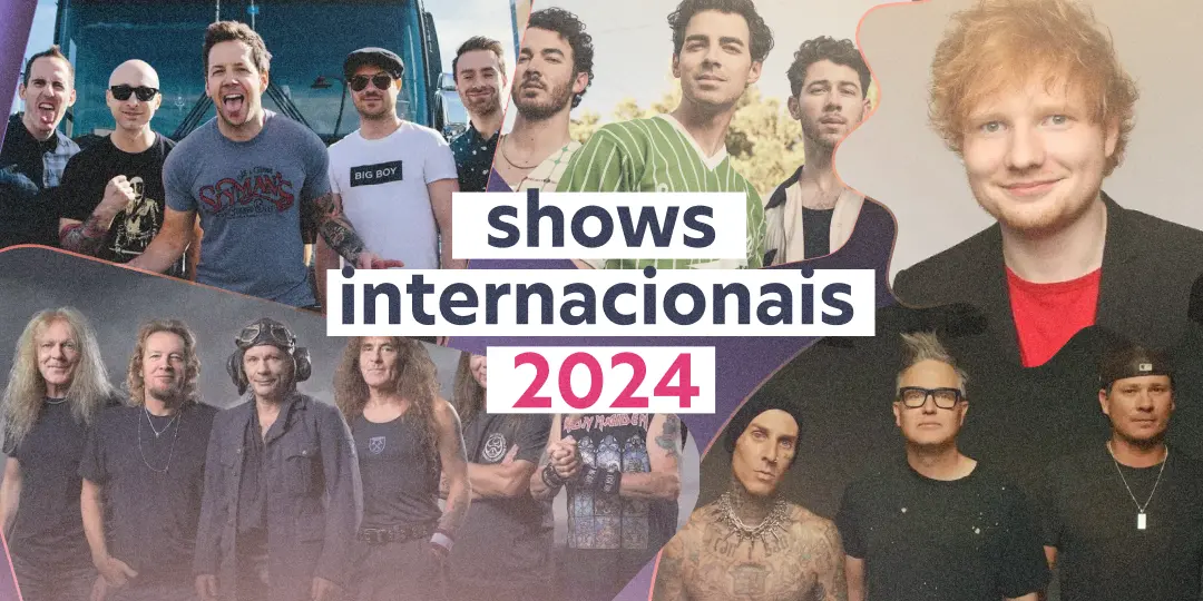 Imagem de grandes nomes que farão shows internacionais no brasil em 2024.